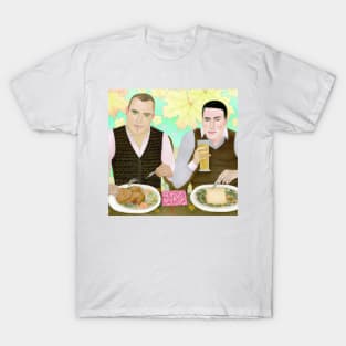 Gay Couple Celebrating Thanksgiving Dinner T-Shirt